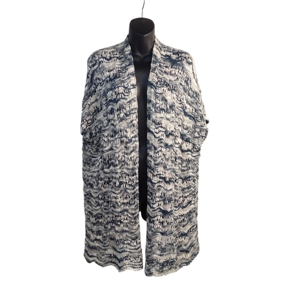 A&I Gray/White Sweater Cardigan /Poncho One Size NWT